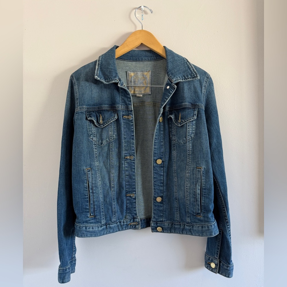 Michael Kors Dark Blue Denim Jacket Button Front Long Sleeve Casual